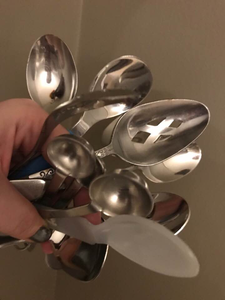 A bouquet of a variety of spoons.